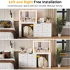 Makeup and Dressing Table with Mirror and 3-color Light, Charging Station, 6 Drawers, 2 Storage Racks, White Dressing Table 4