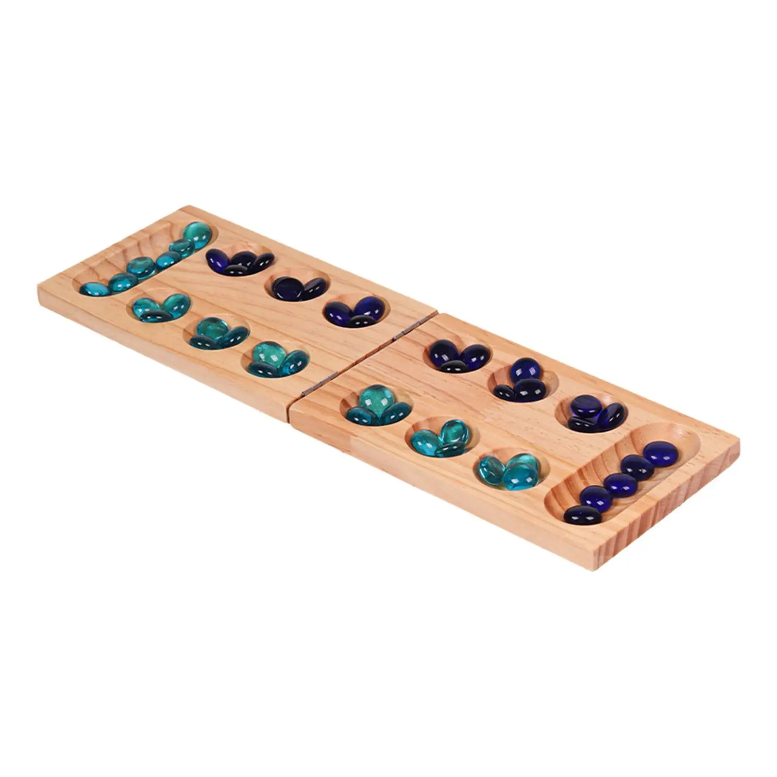Wood Mancala Board Game Travel Game Portable 48 Beads for Travel Kids Family