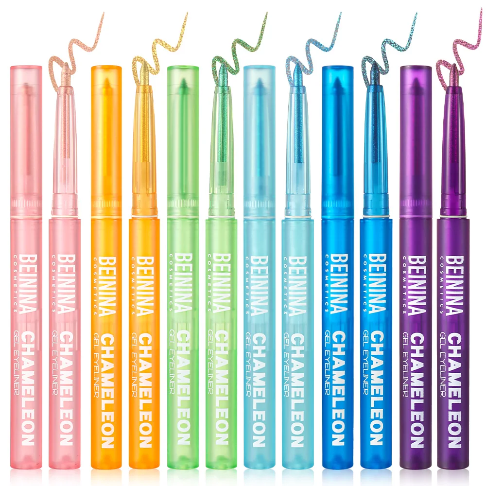 Glanzende kameleon groene eyeliner gel metallic oogschaduw veelkleurige eyeliner parelmoer gepolariseerde glitter oogpigment make-up_voghion.com