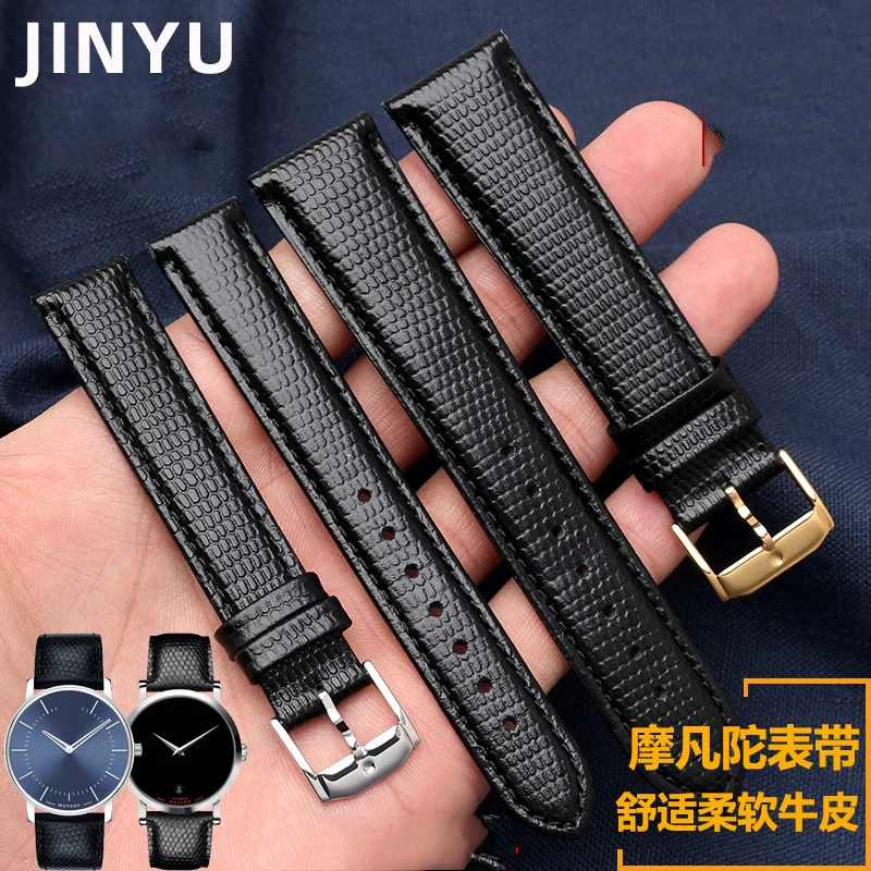 Nuovo 20mm Originale Nero Pelle Vitello Cinturino Rame Cucitura - Foto 4