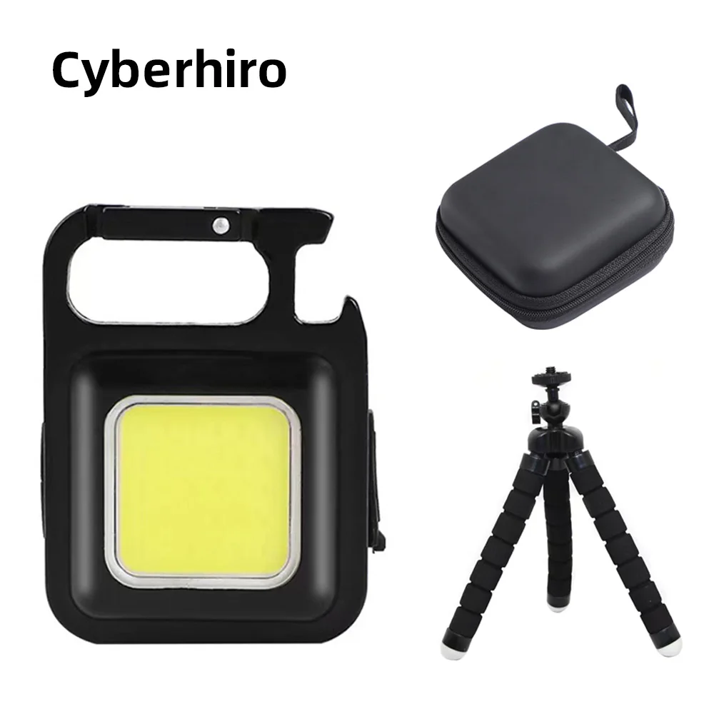 

COB Small Flashlight Small Mini Pocket Magnetic Light LED 500 High Lumens Bright Rechargeable Keychain Bottle Opener 4 Modes