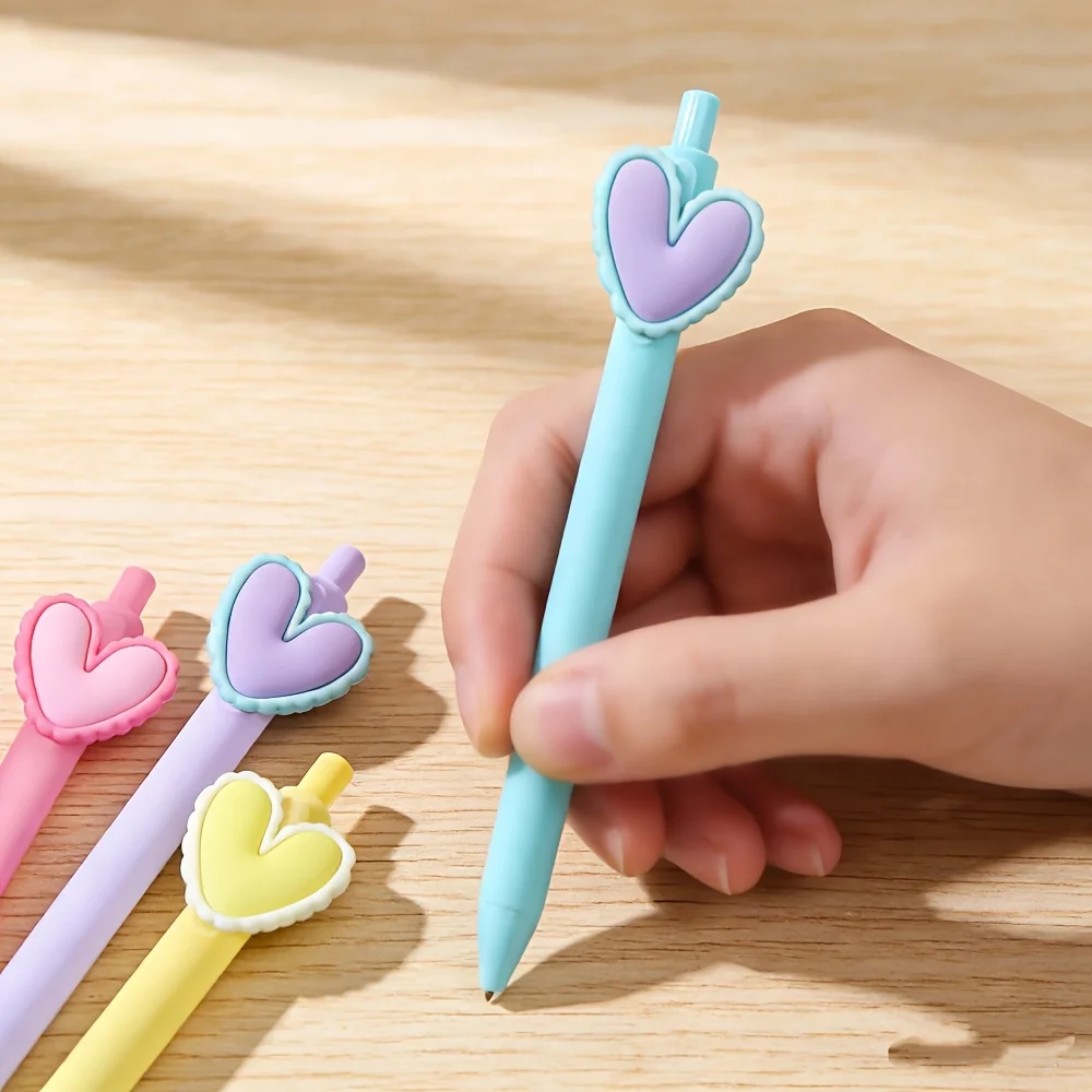 10pcs 하트 모양의 펜 검정 잉크 0.5mm 뾰족한 펜촉 결혼식 파티 사무실 문구 직장 동료 교사 생일 선물