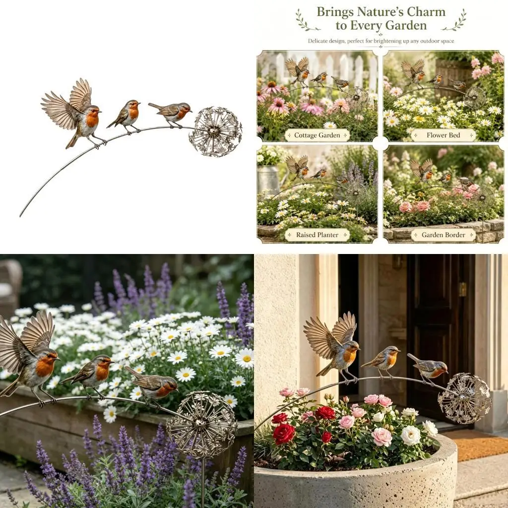 รูปสินค้า Bird Garden Stake 3 Birds ตกแต่งสวน