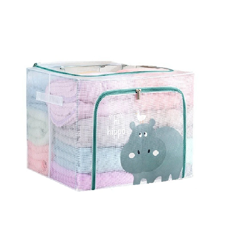 

66L коробка для хранения одежды, складной шкаф, органайзер, прозрачная металлическая рамка из ПВХ, сортировочный контейнер для багажа