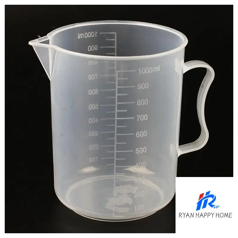 4X 1000Ml Transparent Graduated Beaker With Handle