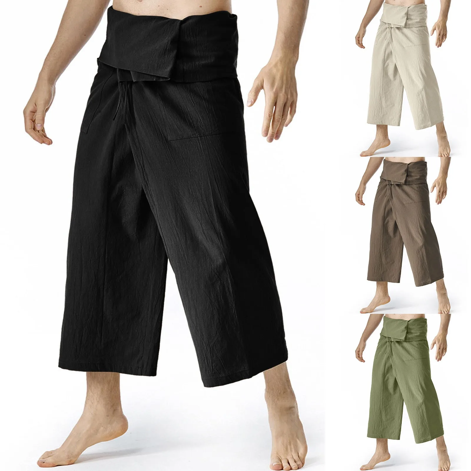 Summer Daily Thai Fisherman Linen Pants Men's Women's Loose Yoga Pirate Harem Pants Baggy Hosen Homewear Quick-Dry Trousers