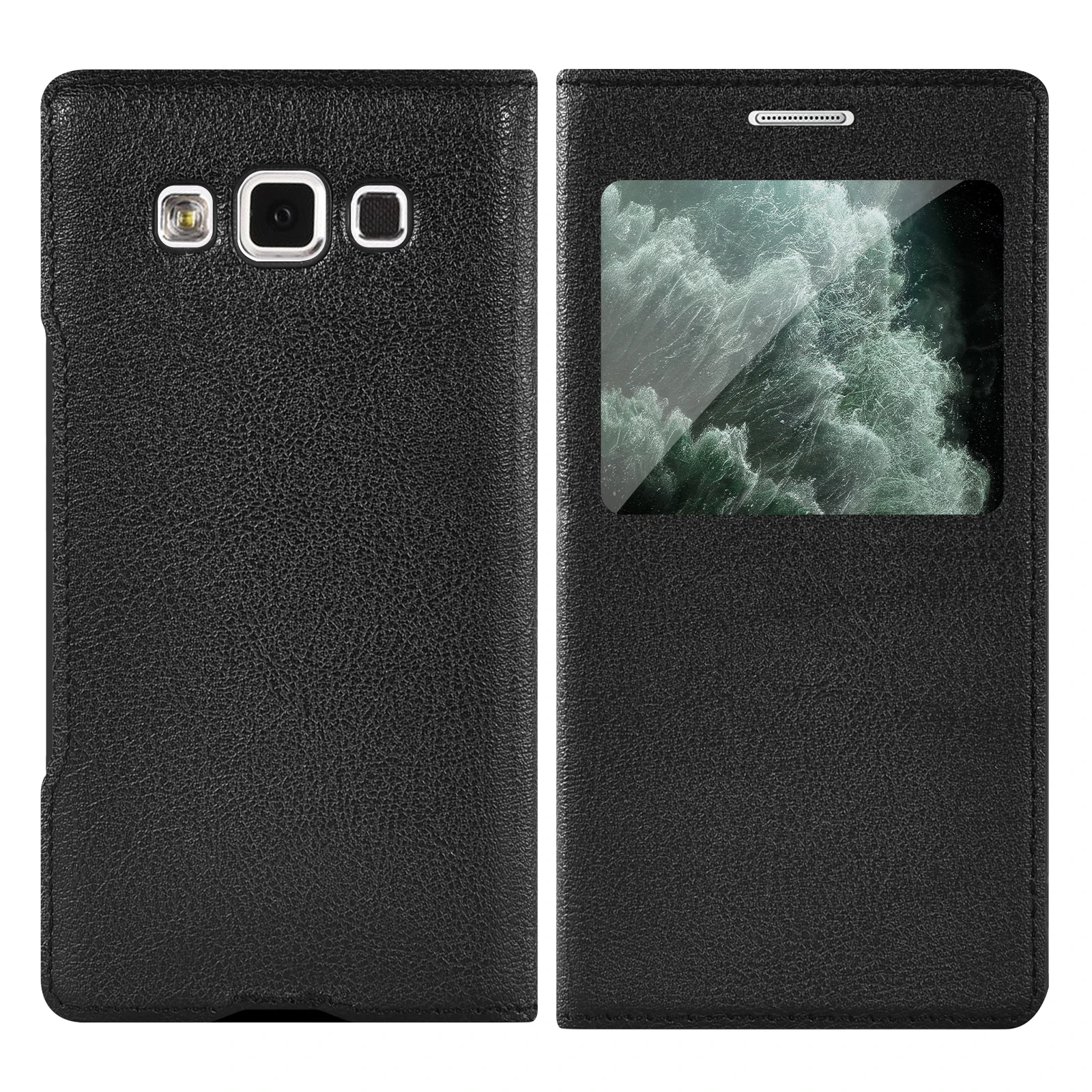 Sleek Transparent Window Flip Leather Phone Case