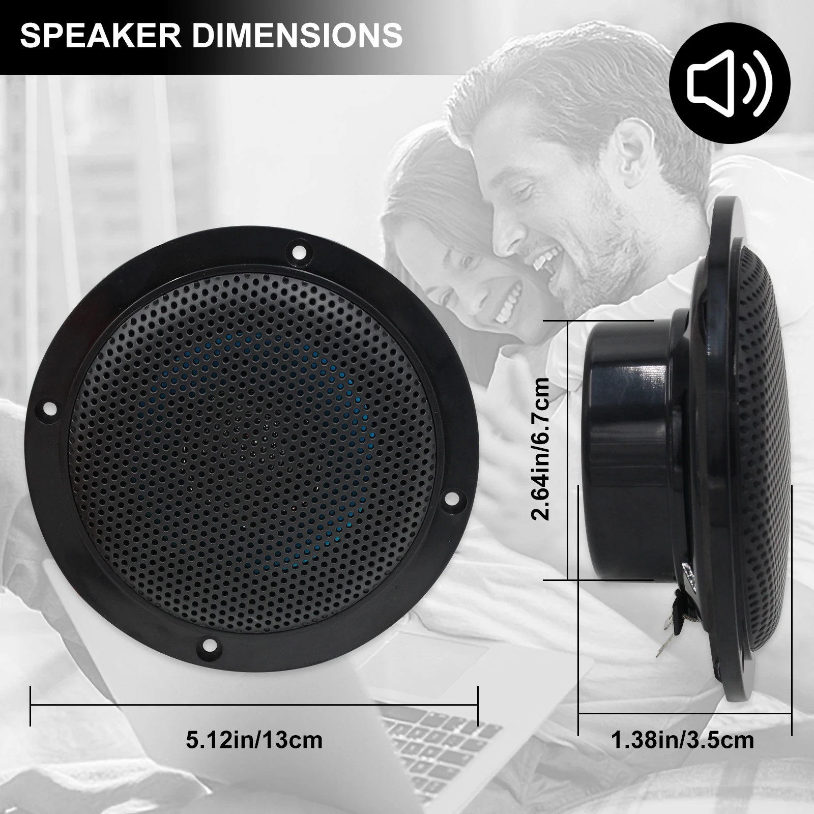 320Watts 4 Inch 2 Way Marine Boat Waterproof Speakers for Outdoor Marine Boat SPA UV-Proof Outdoor Music Speaker Herdio
