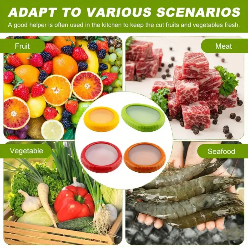 4pcs/1set Silicone Fruit and Vegetable Fresh-keeping Box Food Storage Container Set Portable Stackable and Leak Proof Keeping
