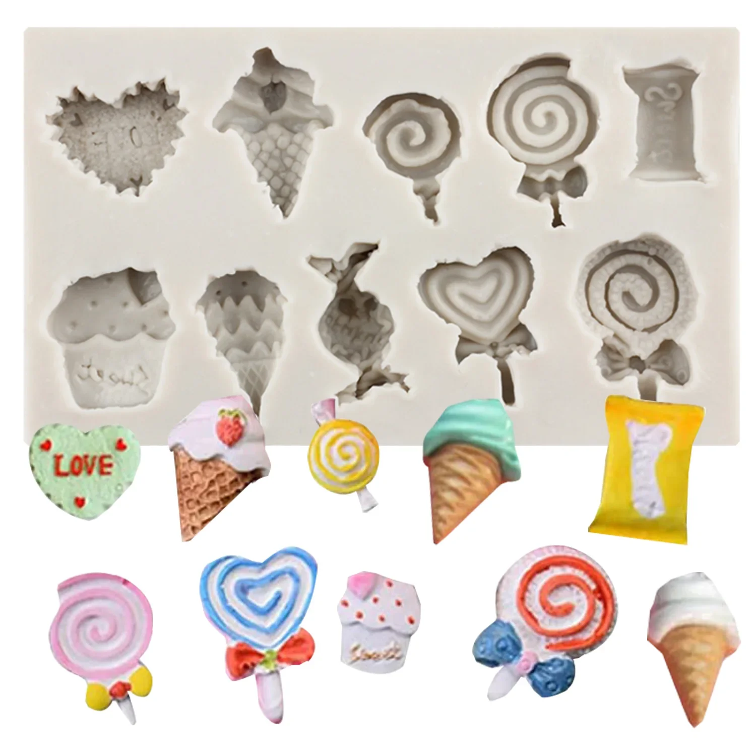 

Ice Cream Silicone Molds Donut Fondant Mold Lollipop Cake Decorating Tools Chocolate Gumpaste Candy Resin Clay Moulds