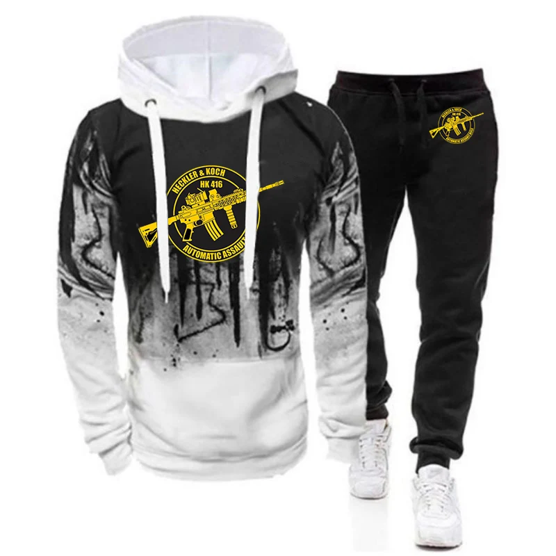 Mens Graphic Hoodies and Sports Long Pants Suits