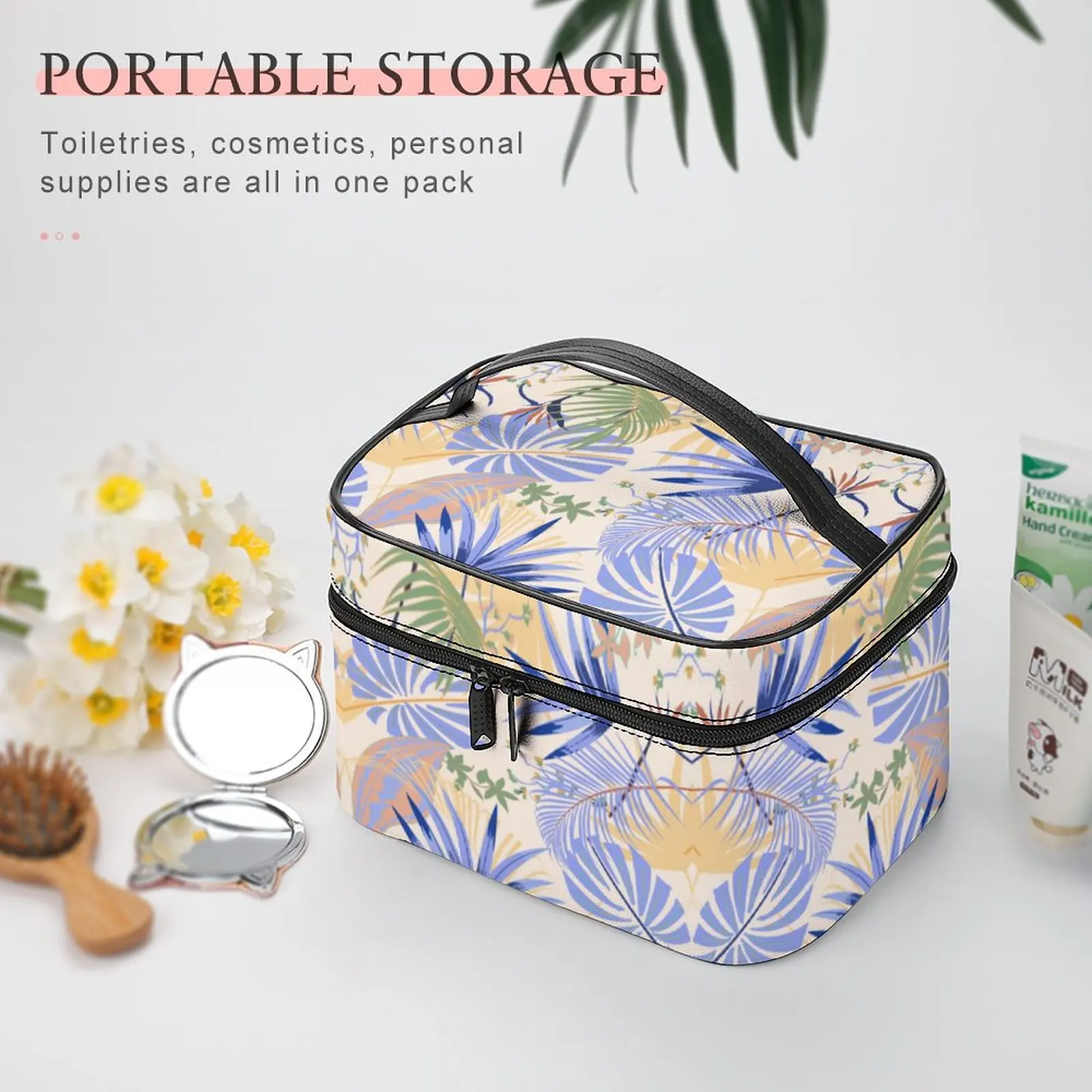 Customized Pattern Makeup Bag Colored Flower Print Bag Women Multifunction Cosmetic Bag Toiletries Organizer Storage Wash Bag