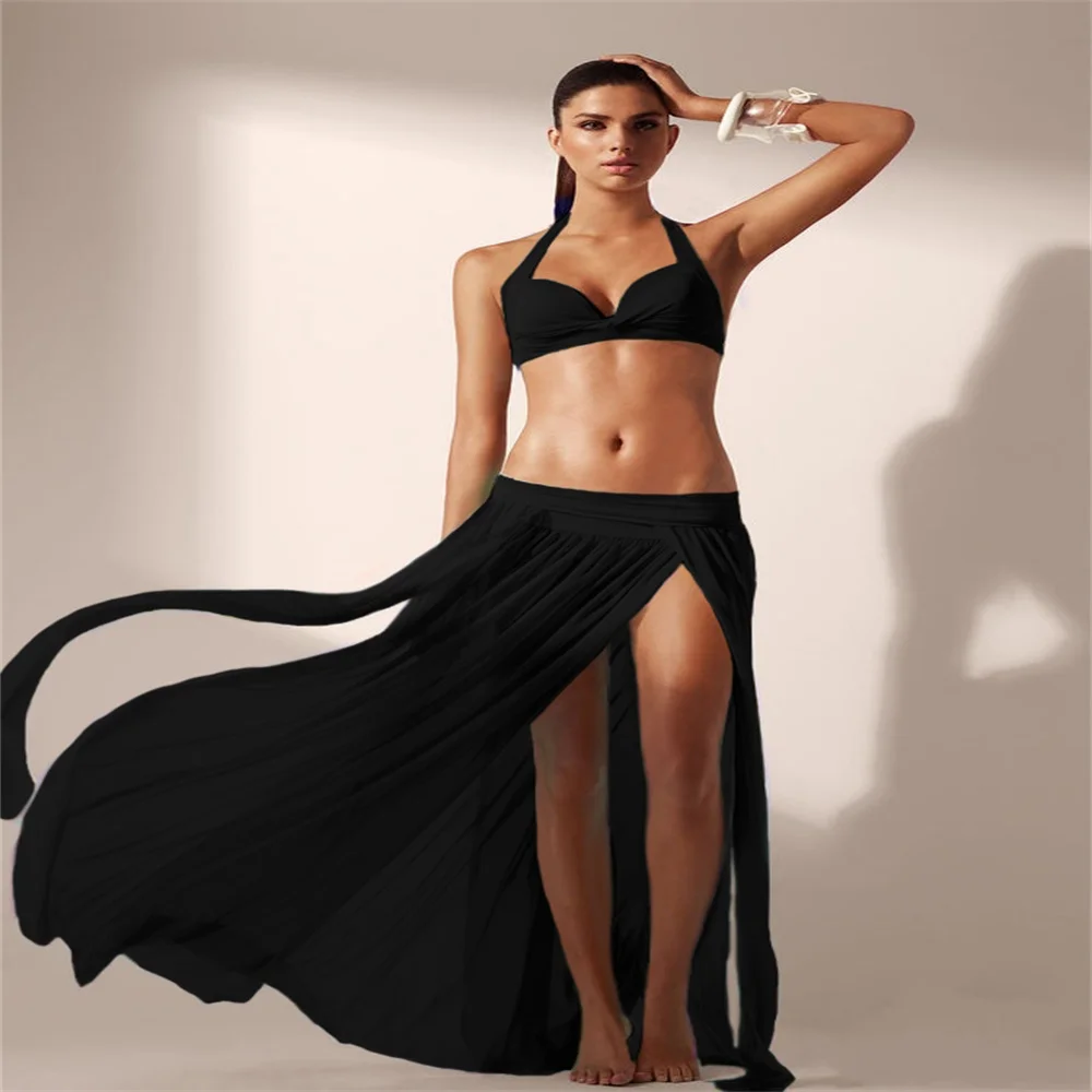 

Women's Bikini Cover Skirt Sexy Mesh Sheer See Through Side Slit Beach Skirt Solid Summer Long Beach Maxi Dropped Net Yarn Skirt