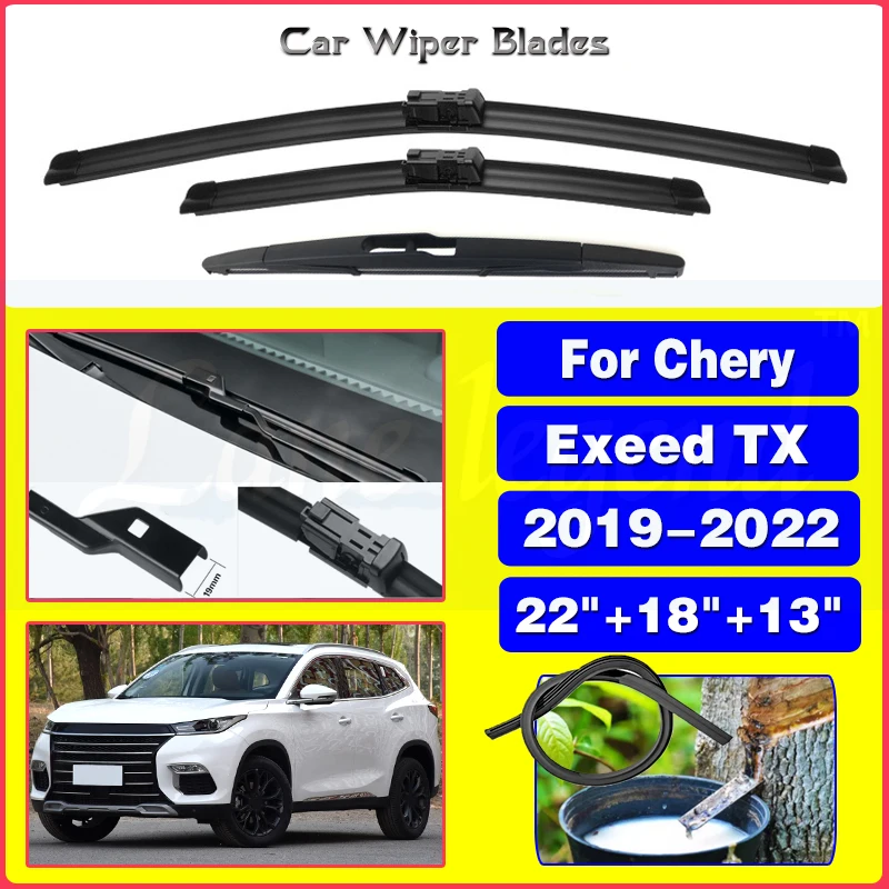 

Car Wiper For Chery Exeed TX 2019 2020 2021 2022 Front Rear Wiper Blades Soft Rubber Windscreen Wipers Auto Windshield 22"18"13"