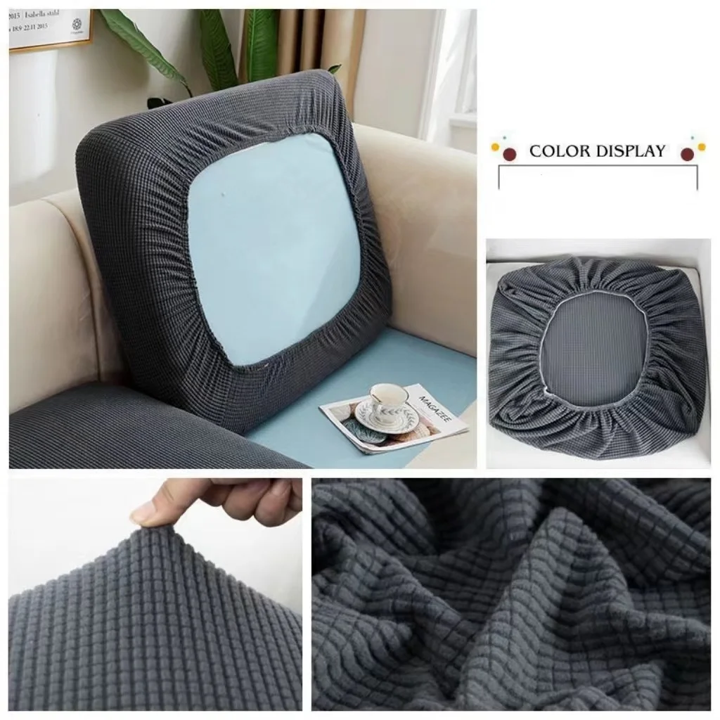 Jacquard Stretchable Sofa Cushion Cover - Washable & Removable Polar Fleece Slipcover