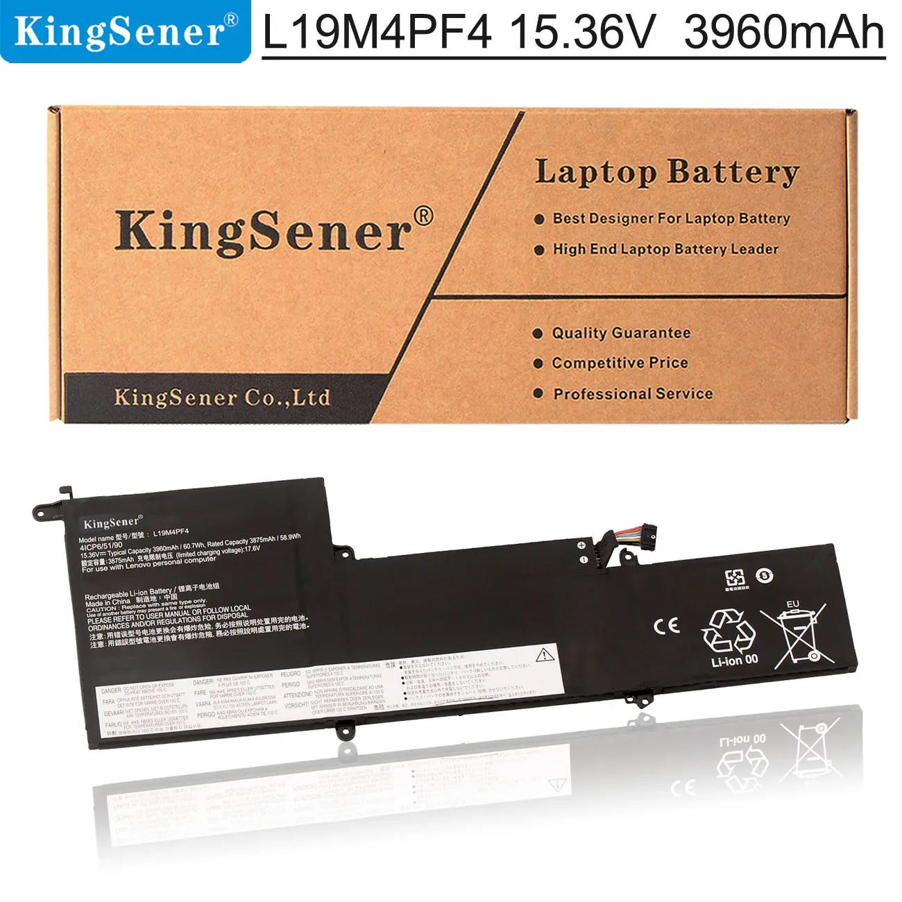 Bateria do Portátil de Kingsener L19m4pf4 L19d4pf4 L19c4pf4 5b10w65297 para Lenovo Ideapad Yoga Magro 714iil05 7-14are05 15.36v 60.7wh
