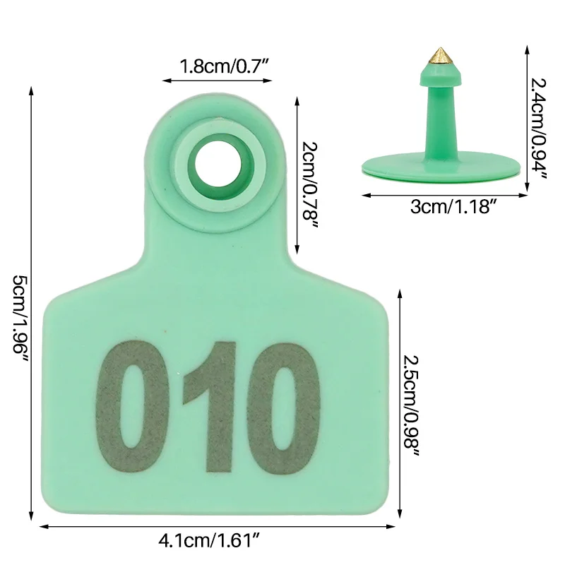 100PCS Large Plastic Pig Cattle Ear Tags Livestock Ear Tags for Sheep Cattle Calf Hog Animal No. 1-100 Color Identification Card