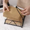 Flat Napkin Holder Metal Kitchen Napkin Holder With Weighted Tension Arm Rustic Tissue Paper Dispenser For Countertop Table 4