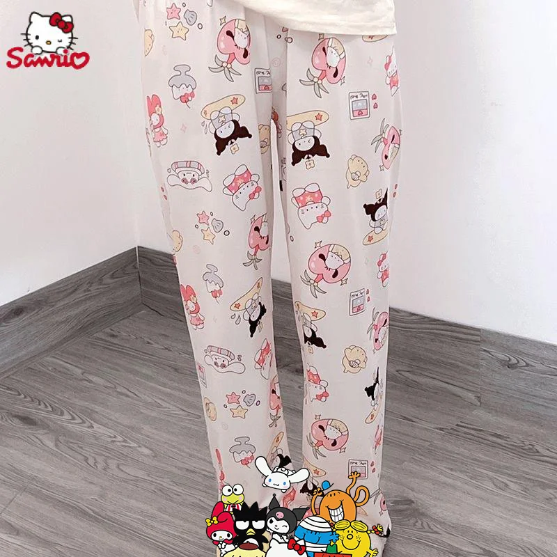 

Kawaii Sanrios Hello Kittys Pajamas Pants Woman Pajamas Cartoon Anime Y2K Casual Homewear Kawaii Girl Gift