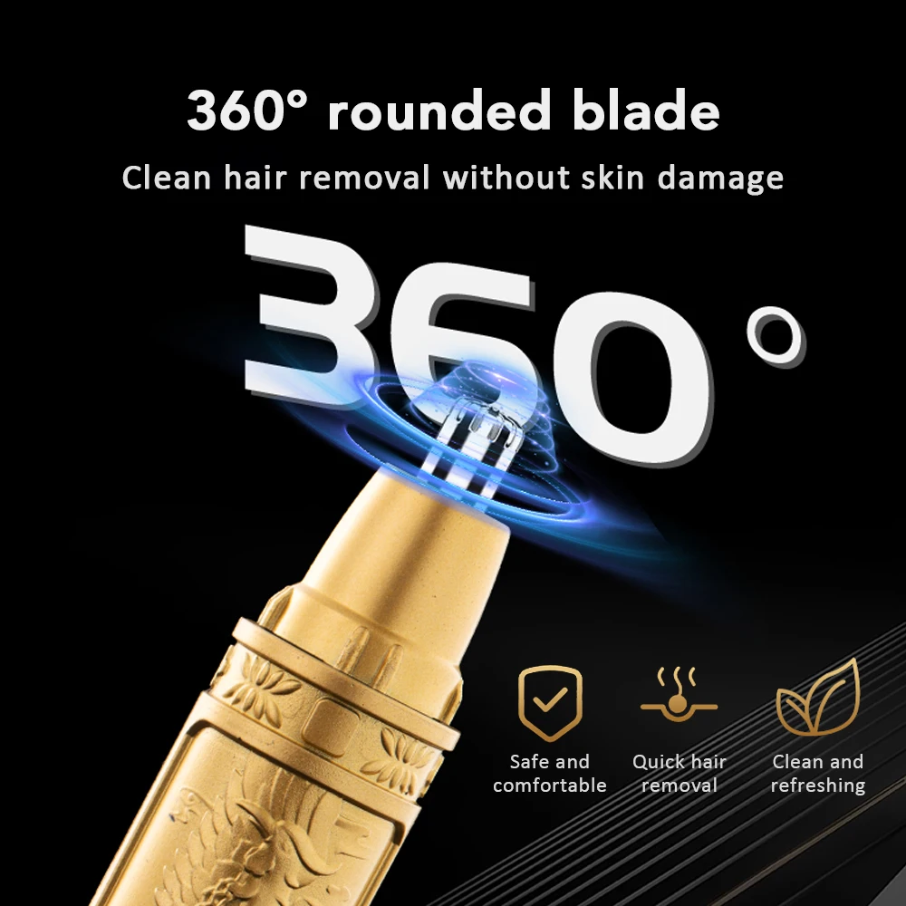 Nose Hair Trimmer 2in1 Electric Nose Hair Clipper Painless Ear Hair Trimming Device Gold USB Charging Face Care Kit Tools 5
