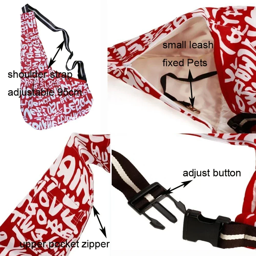 Pet Sling Bags Hand Free Small Dog Cat Sling Carrier BagAdjustable Strap Breathable Tote Bag Shoulder Bag For Cat Dogs Puppy