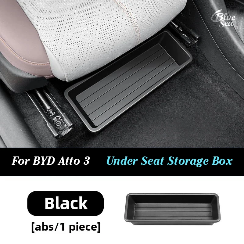 For BYD Atto 3 Yuan Plus 2022-2025 Underseat Storage Box Seats Drawer TPE Hidden Storage Tray Push Pull Car Organizer
