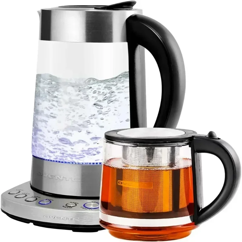 Ovente Electric Hot Water Kettle 1.7 Liter with LED Light, Red