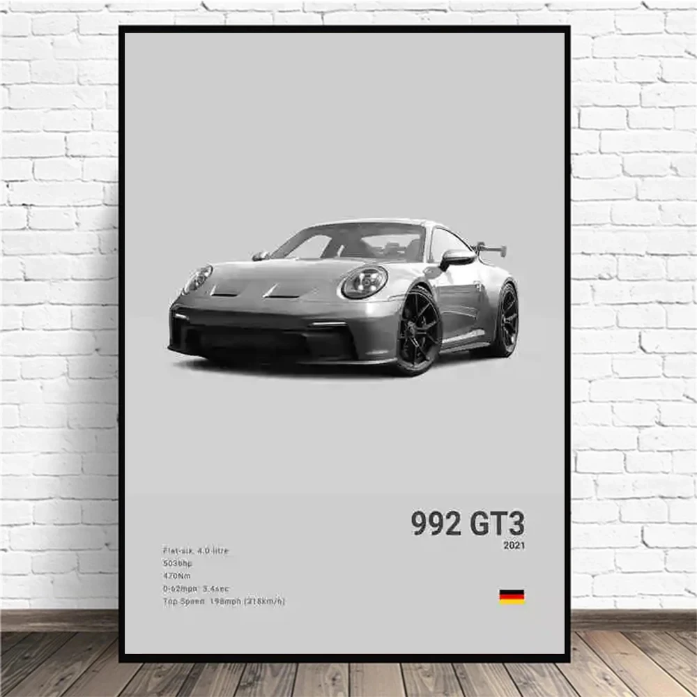 Car Poster Print German Sports 911 GT3 RS Turbo HD Canvas Wall Art Garage Living Room Home Decor