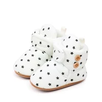 Toddler Baby Printed Cotton Boots Winter First Walkers Soft Sole Fur Snow Warm Booties Fleece Anti-Skid Shoes 0-18 months 5