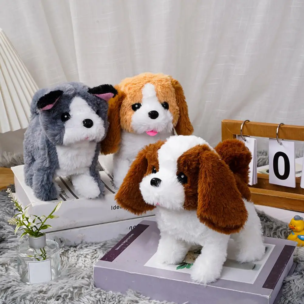 Simulation Electric Plush Puppy Doll Toy Barking Walking Cognitive Interactive Plush Toy for Baby Birthday Gift