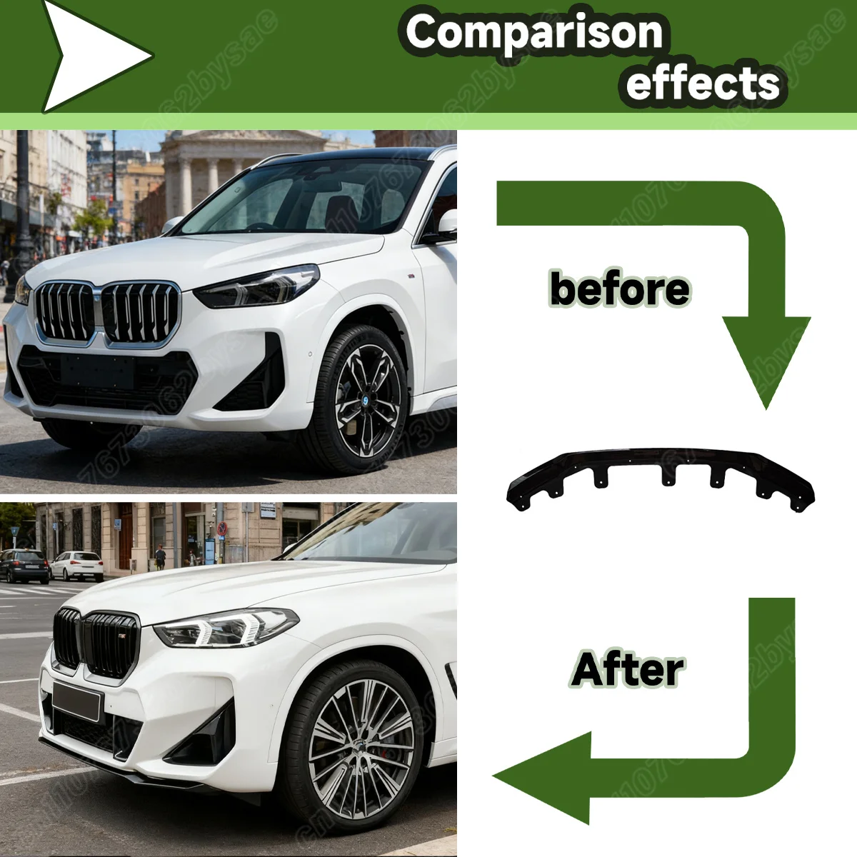 BMW X1 U11 스포츠 버전 2023 2024 2025 2026 자동차 MP 스타일 프론트 범퍼 립 로워 턱 스포일러 바디 개조 키트