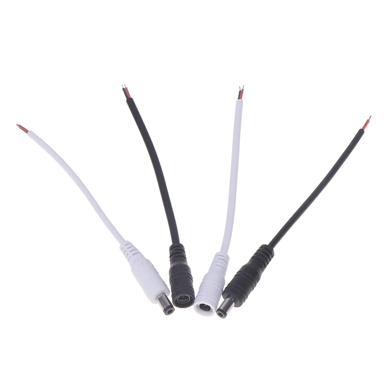10pcs DC Power Pigtails Cable 22AWG Female Male 5.5mm X 2.1mm Connector For 12V Power Supply Adapte CCTV Camera DVR LED Strip