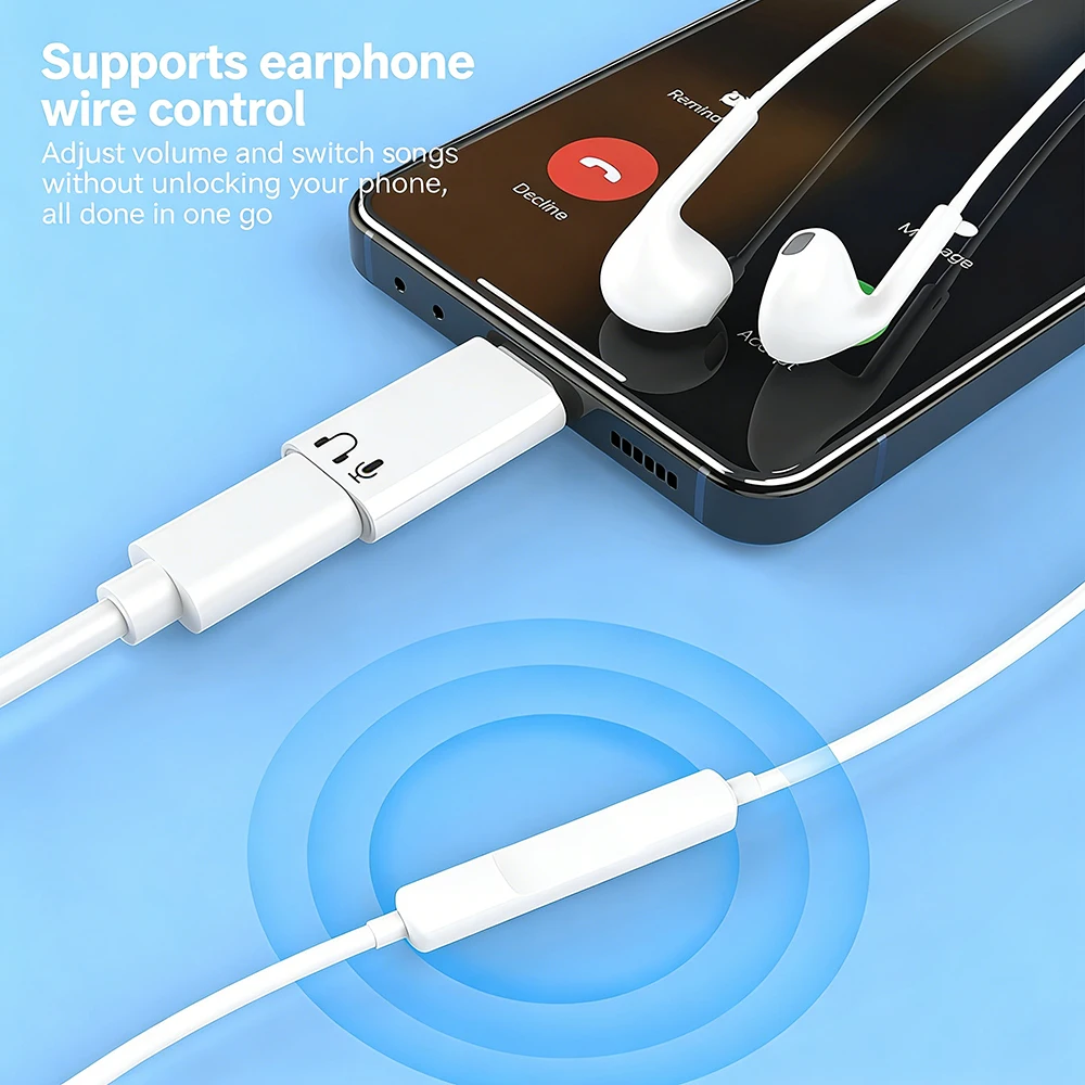 아이폰 16/15 시리즈용 USB-C to Lightning 헤드폰 오디오 어댑터 |   안드로이드 및 USB-C 기기용 Type-C-라이트닝 컨버터