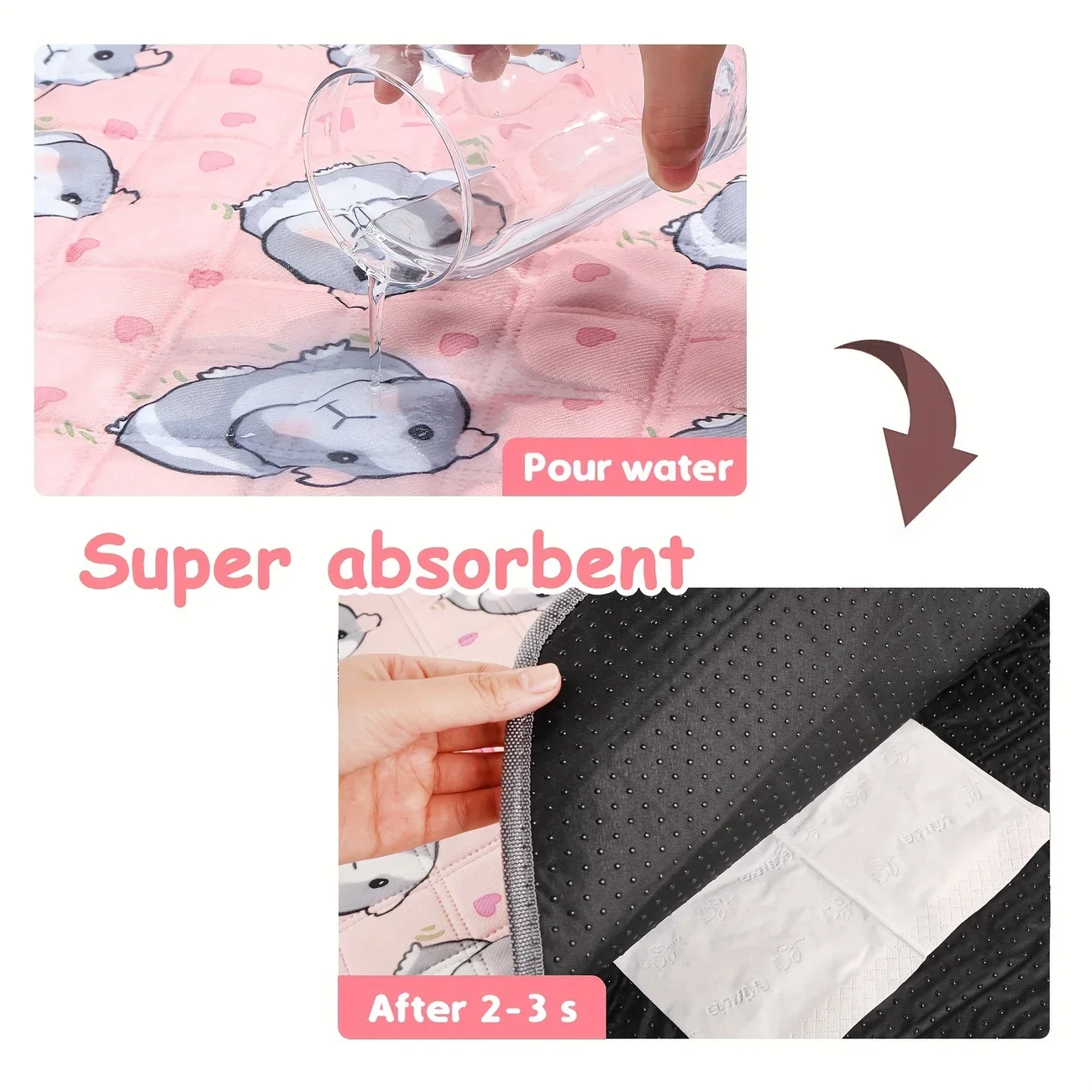 pink hamster print waterproof mat washable reusable non slip mat for guinea   rabbits hamsters mice 24   details 3