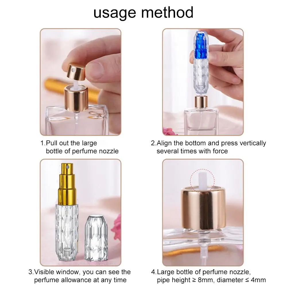 1Pcs 5ml Crystal Bottom Filling Perfume Bottle Portable Press Water Replenishing Spray Bottle Refillable Bottles For Cosmetics