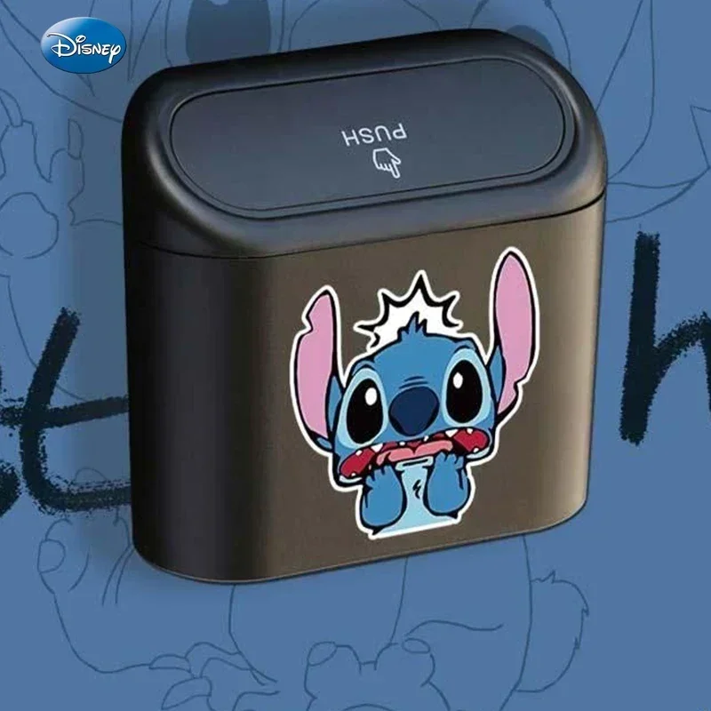 

Disney Stitch car interior trash can car storage box bag hanging front row special cute car trash can car bin