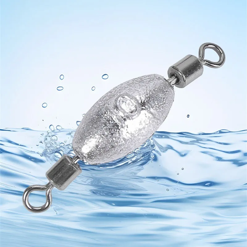 Plombs de pêche olive 10 pièces avec émerillon à roulement pour lancer à longue distance et pêche en mer rivière