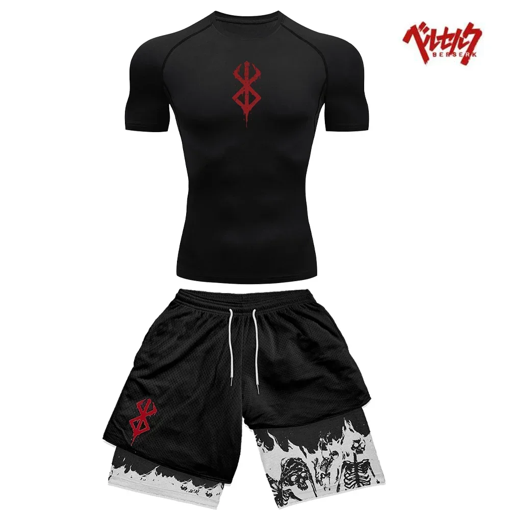 Sports Suit Tracksuit Set Sports Set Outdoor Suit Set Shirt Set Sweater Set Kaftan Outfit Set Hawaiian Shirt and Shorts Set Shirt and Shorts Set Anime Berserk Compression Set Fitness Suit for Men Quick Dry Compression Shirt + Gym Shorts Running Workout Summer Sportswear