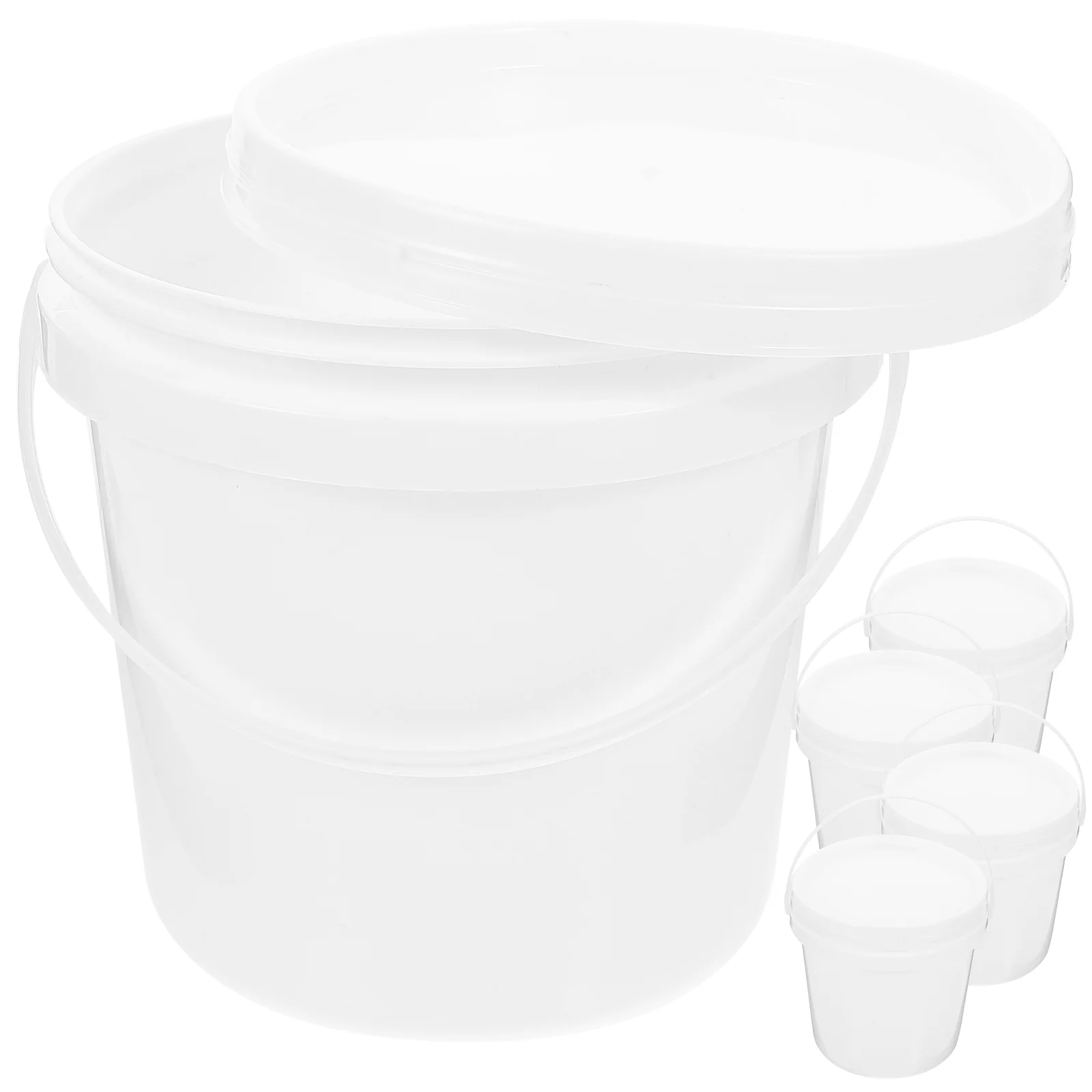 

5 Pcs Food Containers with Lids Portable Water Bucket Farm Handle White Thickened Plastic