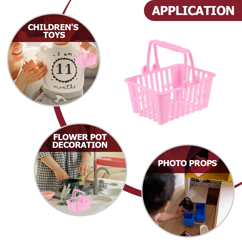 20 Pcs Girl Mini Shopping Basket Child Baskets Kids Grocery with Handles Storage Plastic for 2
