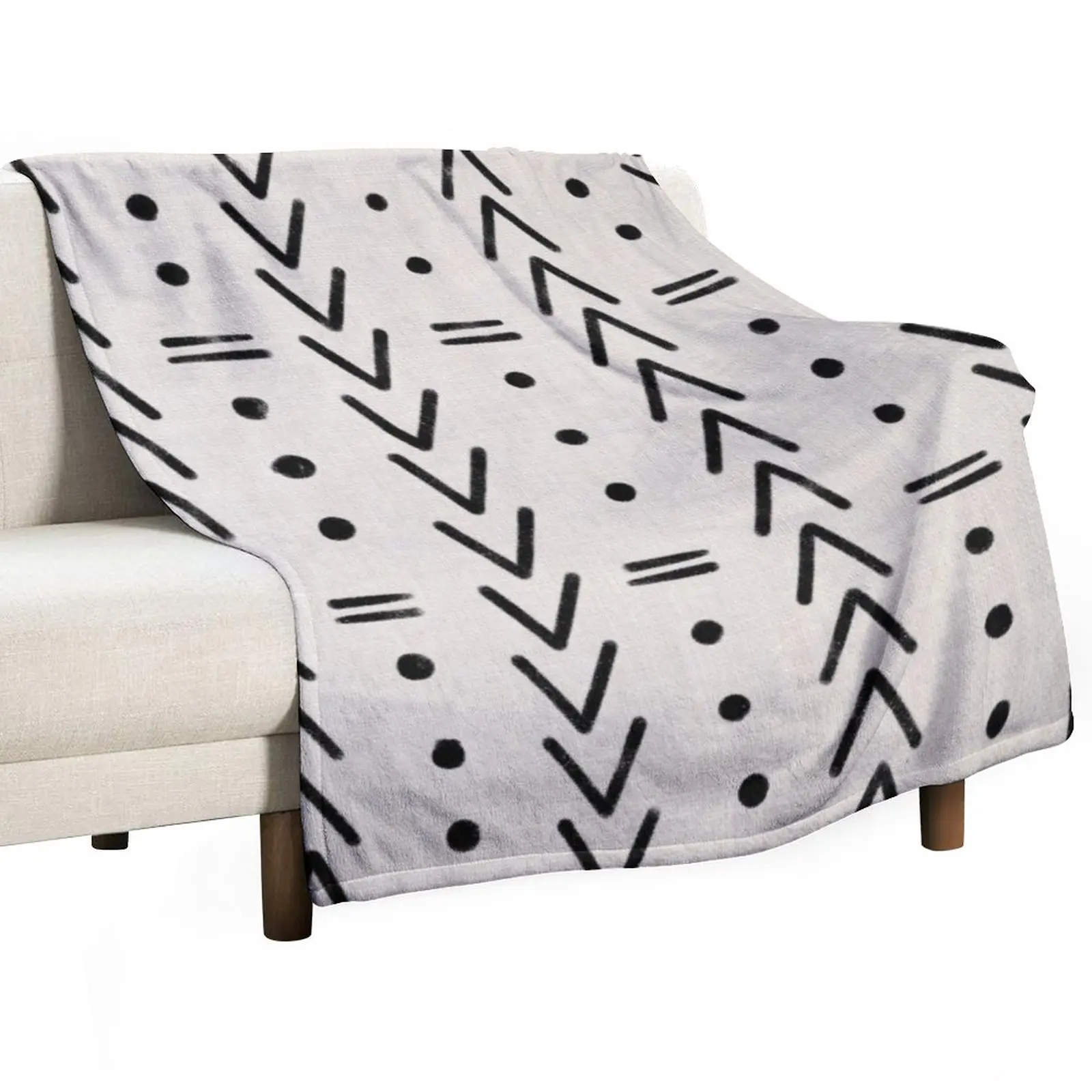 

Mudcloth Black Geometric Shapes in White Throw Blanket Blankets For Baby Polar blanket