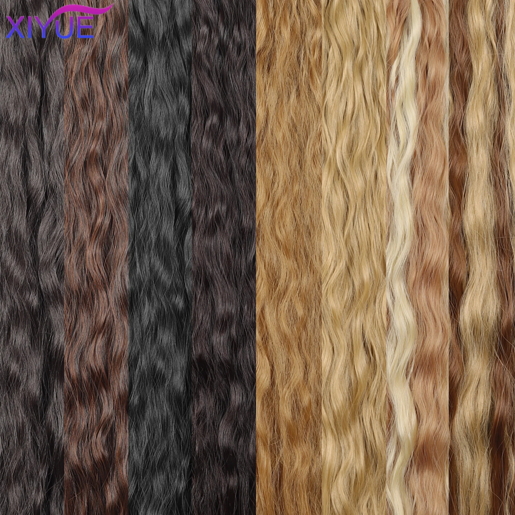 XIYUE Synthetic Long Fake Hair Pieces Ponytail Extensions Corn Curly High Temperature Fiber Hair Extension For Women