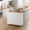 Kitchen Island with Storage, Island Table on Wheels with Drop Leaf, Spice Rack, Drawer, Towel Rack, Rolling Kitchen Island Cart 5