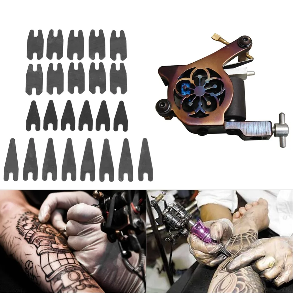 24Pcs Tattoo Machine Shader Liner Stencil Spring Shrapnel Coloring Lining Part Permanent Makeup Template Tattoo Accessory Supply liner cottonpadded jacket close fitting thin spring and autumn short embroidered fleece warm mother fashion cotton padded clothe