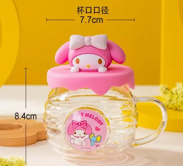 Kawaii PomPomPurin Glass Honey Mug With The Lid Lovely Pom