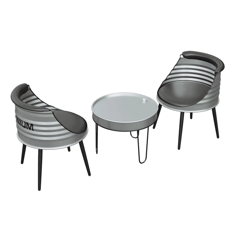 Wrought Iron Card Seat Sofa Combination Cafe Commercial Table and Chair Customization