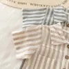 Baby Boys Rompers Striped Jumpsuits Turn Down Collar Toddler Boys Summer Clothing 4