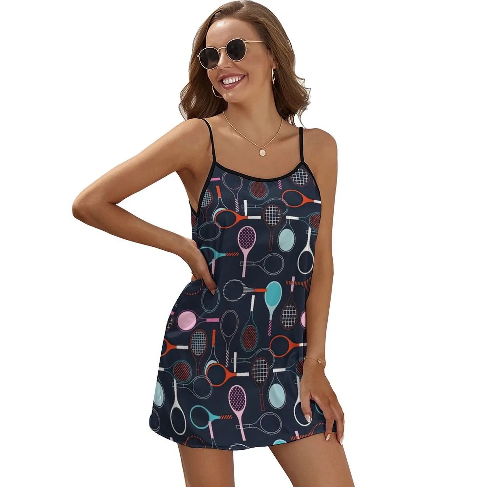 

Tennis Racquet and ball Sleeveless Dress womens dress womens clothing women formal occasion dresses
