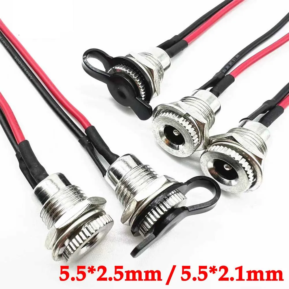 

1pcs 5A 5.5 * 2.1 5.5*2.5mm DC-099 Wired with Waterproof DC power Female DC Socket High Current All Metal Male Female Connector