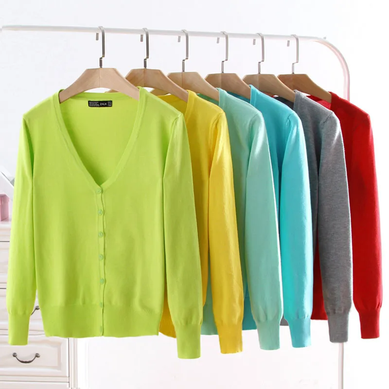 20 Solid Color Women's Knitted Cardigan Coat Autumn Winter 2026 Casual V-Neck Long Sleeve Sweater Female Large Size 3XL 4XL